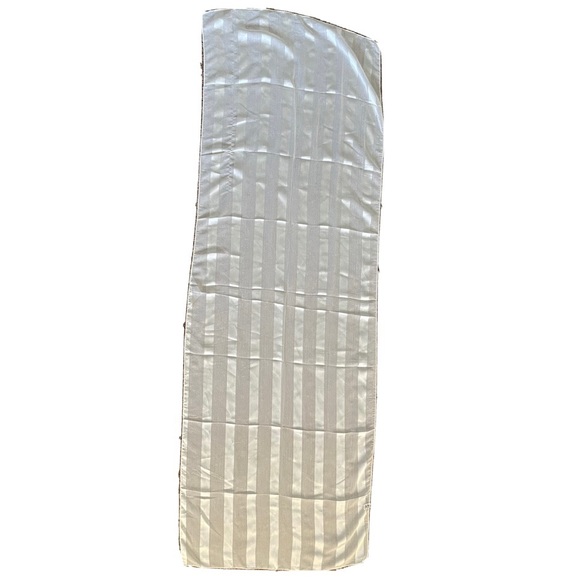 Ivory Rectangle Hijab Scarf Wrap Chiffon Striped - Picture 3 of 4